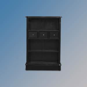 Mahogany Wood Mini Open Bookcase - Three Drawers in French Noir