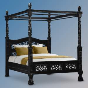 Montague Four Poster Mahogany Bed - French Noir