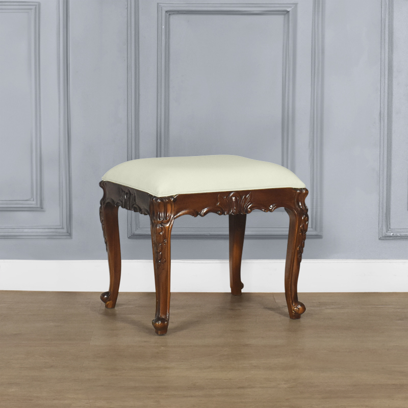 Chateau Dressing Table Stool in Chestnut and Natural Upholstery - Island Furniture Co Chateau Dressing Table Stool in Chestnut and Natural Upholstery - Island Furniture Co