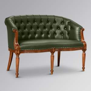 Isabella Sofa in Chestnut and Green Faux Leather