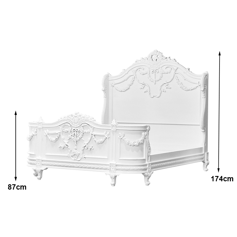 Louis XV Laylah - High End Carved Bed - French White - Image 12