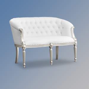 Isabella Sofa in Silver and White Faux Leather