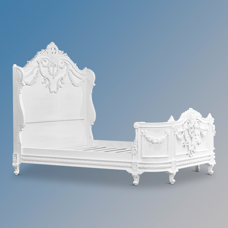 Louis XV Laylah - High End Carved Bed - French White - Image 5