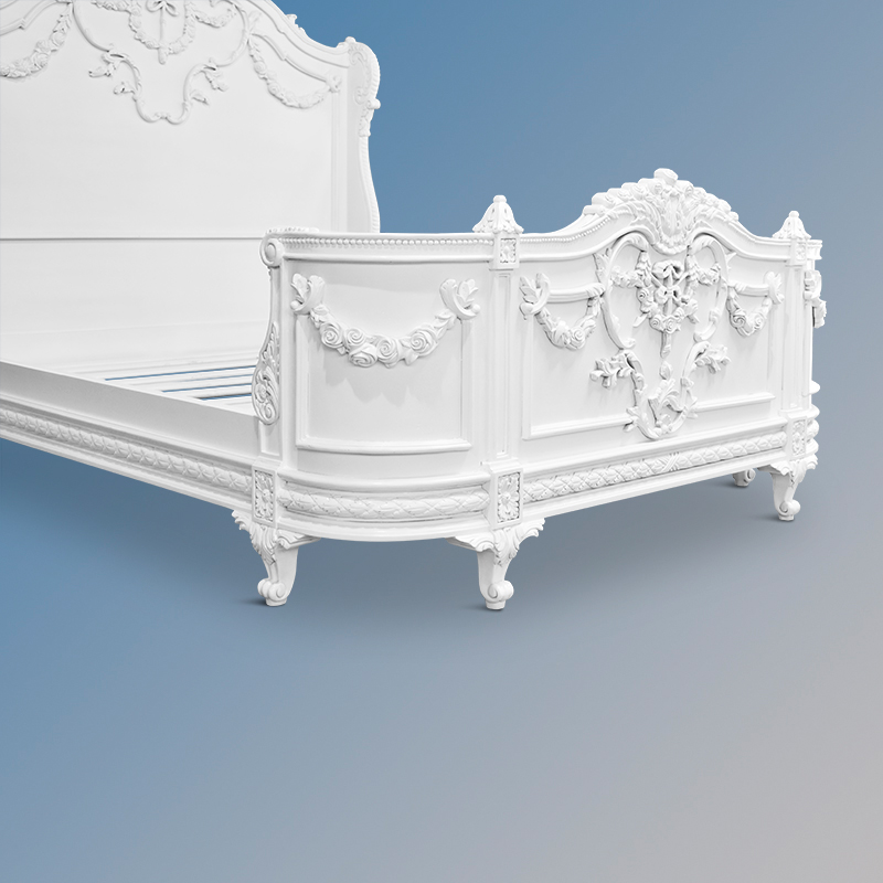 Louis XV Laylah - High End Carved Bed - French White - Image 6