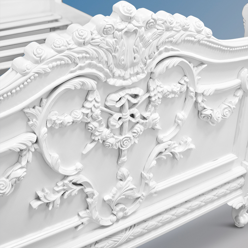 Louis XV Laylah - High End Carved Bed - French White - Image 7