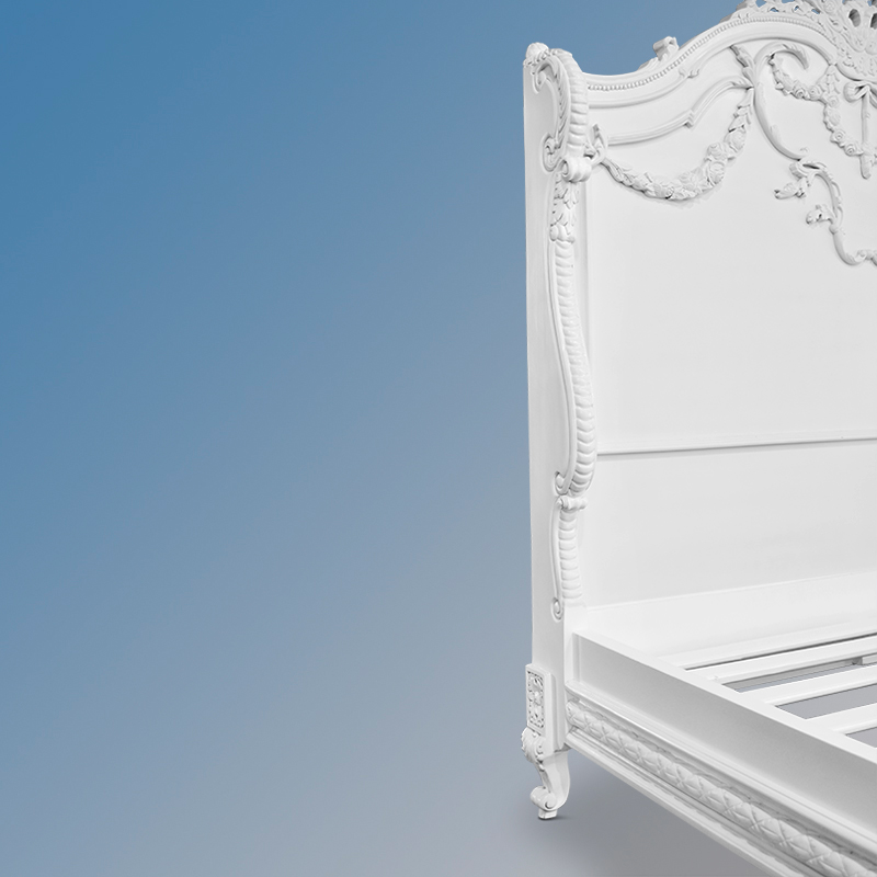 Louis XV Laylah - High End Carved Bed - French White - Image 9
