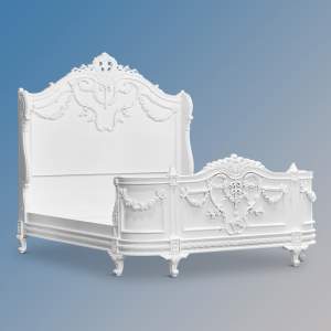 Louis XV Laylah - High End Carved Bed - French White