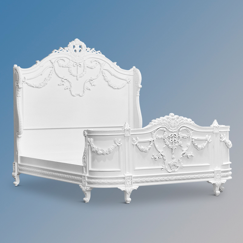 Louis XV Laylah - High End Carved Bed - French White - Image 2