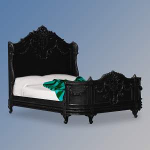 Louis XV Laylah Sleigh Bed in French Noir
