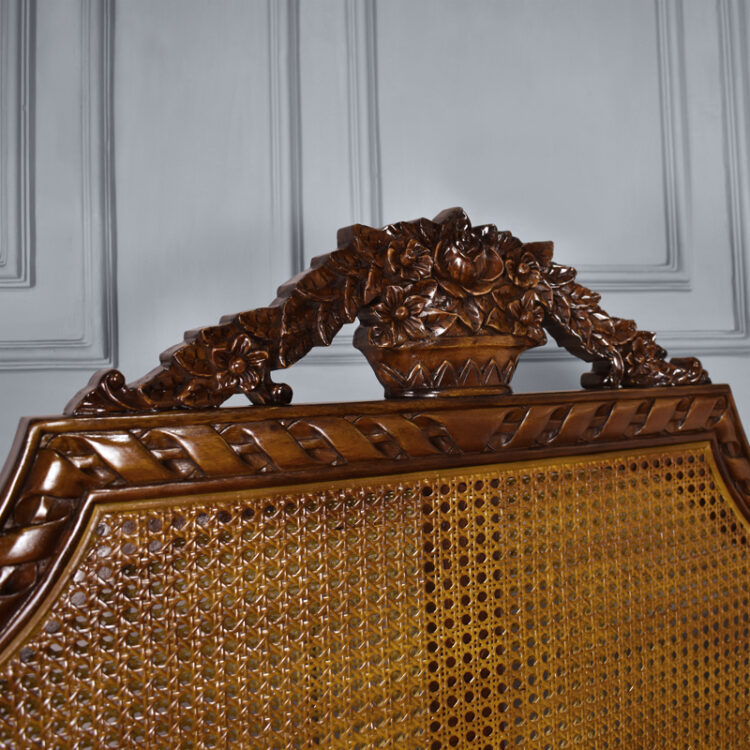 Louis XV Longchamp Rattan Sleigh Bed in Chestnut - Image 6