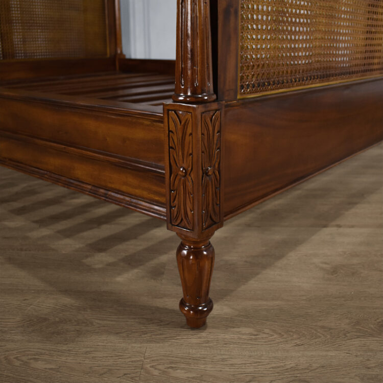 Louis XV Longchamp Rattan Sleigh Bed in Chestnut - Image 8