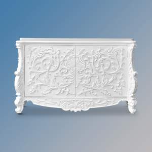 Louis XV Fluer Sideboard Cabinet - French White