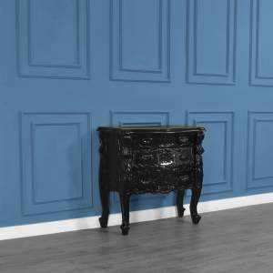 Louis XV Rococo Three Drawer Chest in French Noir