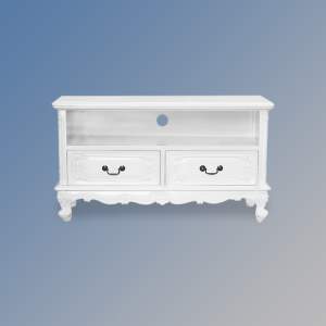 Louis XV Media Unit - Two Drawers in French White