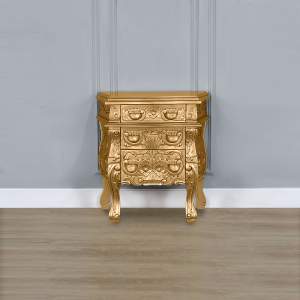 Louis XV Rococo Bedside Cabinet in Gold Leaf