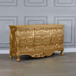 Louis XV Rococo 9 Drawer Chest - Gold Leaf