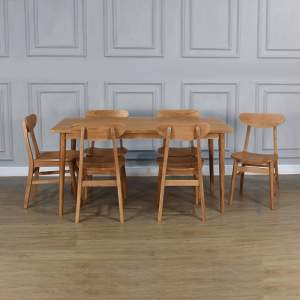 Malmo Rectangular Dining Table  180cm & 6 Malmo Chairs - Solid Teak Wood