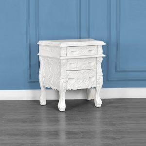 Louis XV Rococo Bedside Cabinet in French White