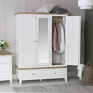White Furniture - Large 3 Door Wardrobe - Valencia Collection