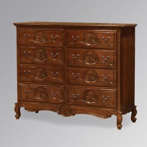 Louis XV 8 Drawer Cabinet Wide - Chestnut