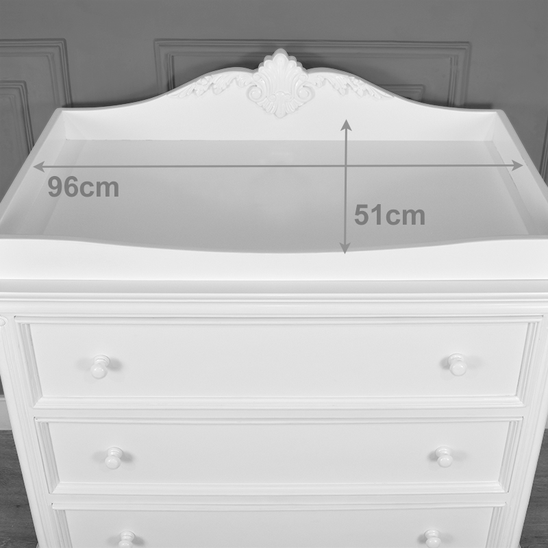 Louis XV Lulu Changing Table Dresser with Drawers - French White - Image 9