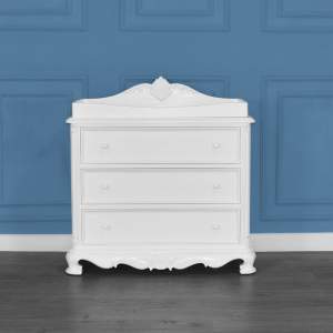 Louis XV Lulu Changing Table Cabinet with Drawers - French White