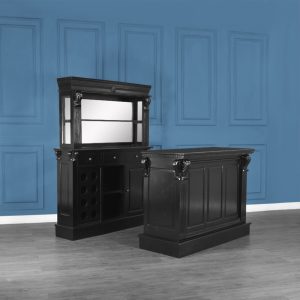 Solid Mahogany Bar - Chateaux Bar Cabinet Set - French Noir