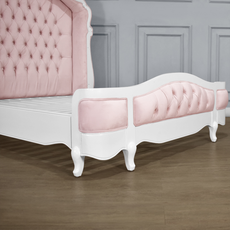 Louis XV Adelle Forever Cot - in French White & Baby Pink Upholstery - Image 10