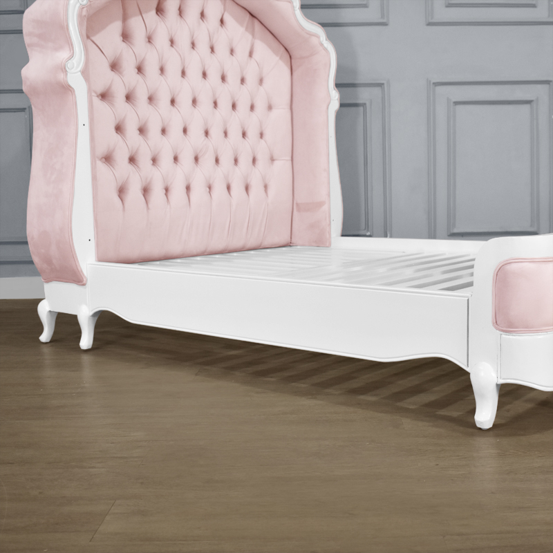 Louis XV Adelle Forever Cot - in French White & Baby Pink Upholstery - Image 9