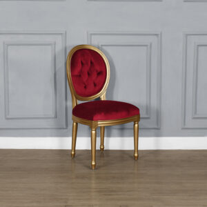 Louis XV Oval Chair - in Gold Leaf and Red Velvet Upholstery