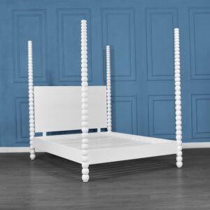 Bobbin Four Poster Bed - French White Colour