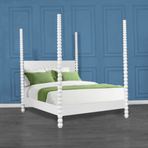 Bobbin Four Poster Bed - French White Colour