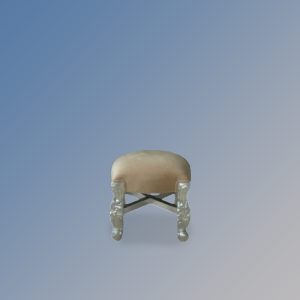 LXv Rococo Dressing Table Stool in Silver Leaf