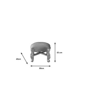 LXv Rococo Dressing Table Stool in Silver Leaf