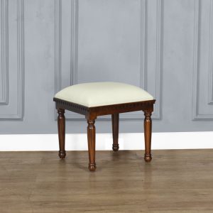Bourbon Dressing Table Stool in Chestnut and Natural Upholstery