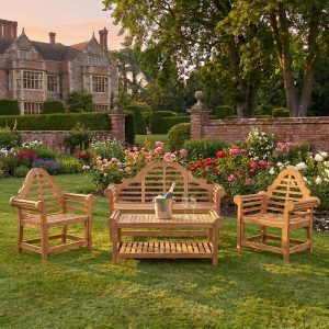 Solid Teak Lutyens Garden Bench SET - Seaters & Coffee - Grade A Certified Teak (Clearance)