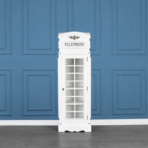 Drinks Cabinet - Iconic BT Telephone Box Style Bar in French White - Mini