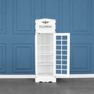 Drinks Cabinet - Iconic BT Telephone Box Style Bar in French White - Mini
