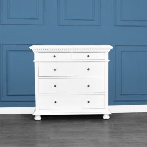 Bourbon 5 Drawer Chest in French White