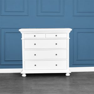 Bourbon 5 Drawer Chest in French White