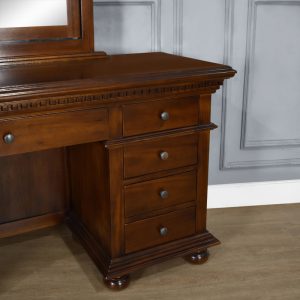 Louis XV Bourbon Single Pedestal Dressing Table - Chestnut Colour