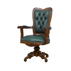 Orleans Office Swivel Chair  - Mahogany Frame and Green Faux Leather