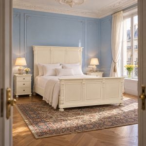 Louis XV Bourbon Sleigh Bed in French Ivory